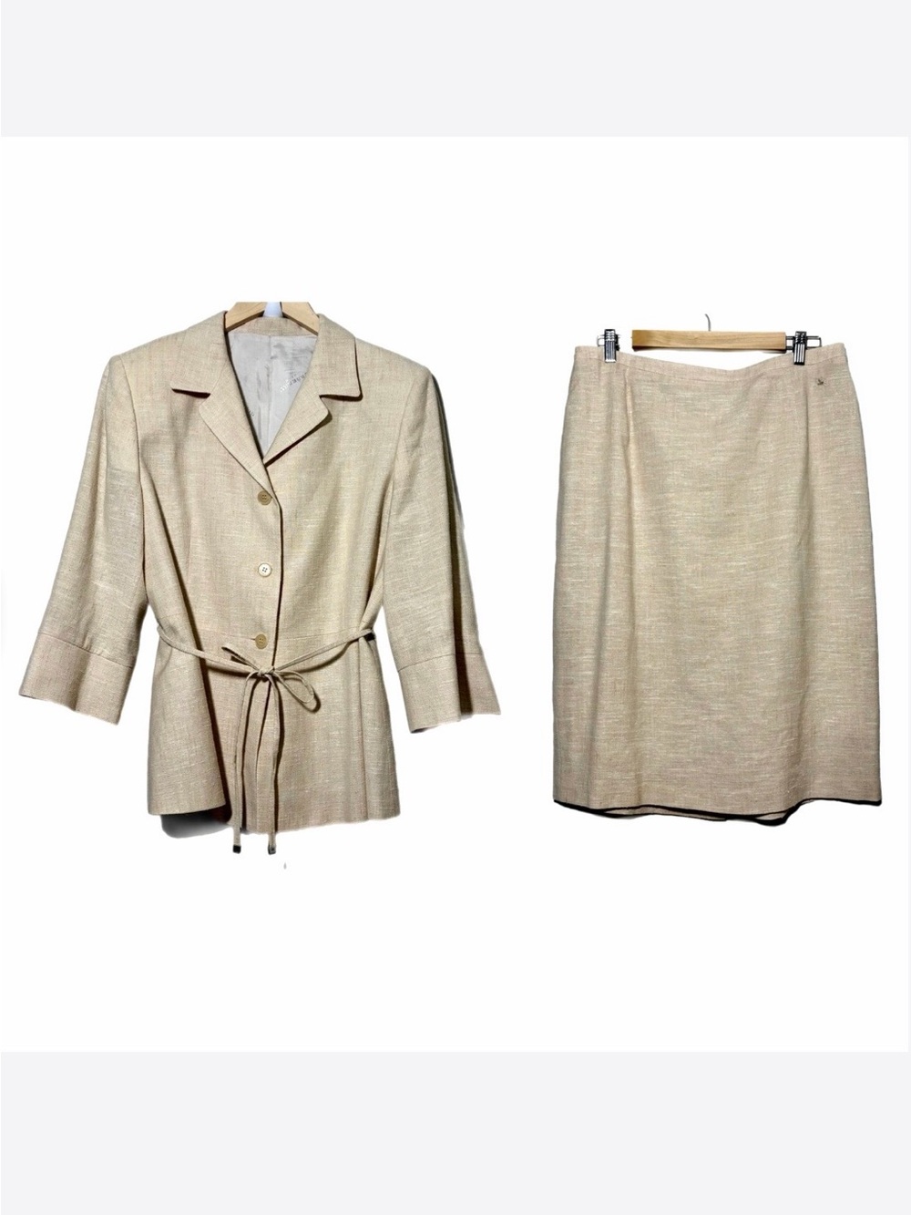 Burberry London Linen Tie Waist Skirt Suit Set